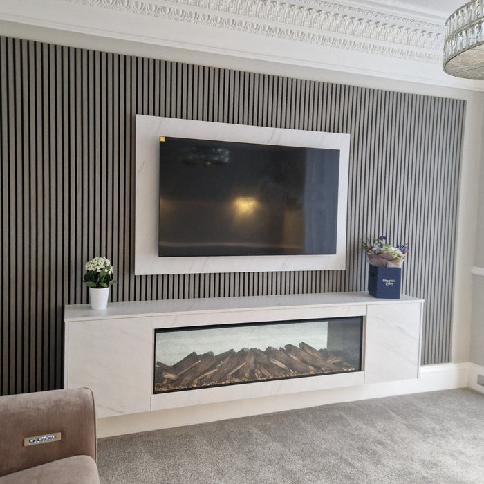 Luxe Supplies TV Backboard in White Levanto Marble