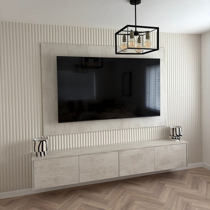 Pre-assembled Floating Wall Unit with 4 Cupboards - 2.4m Width