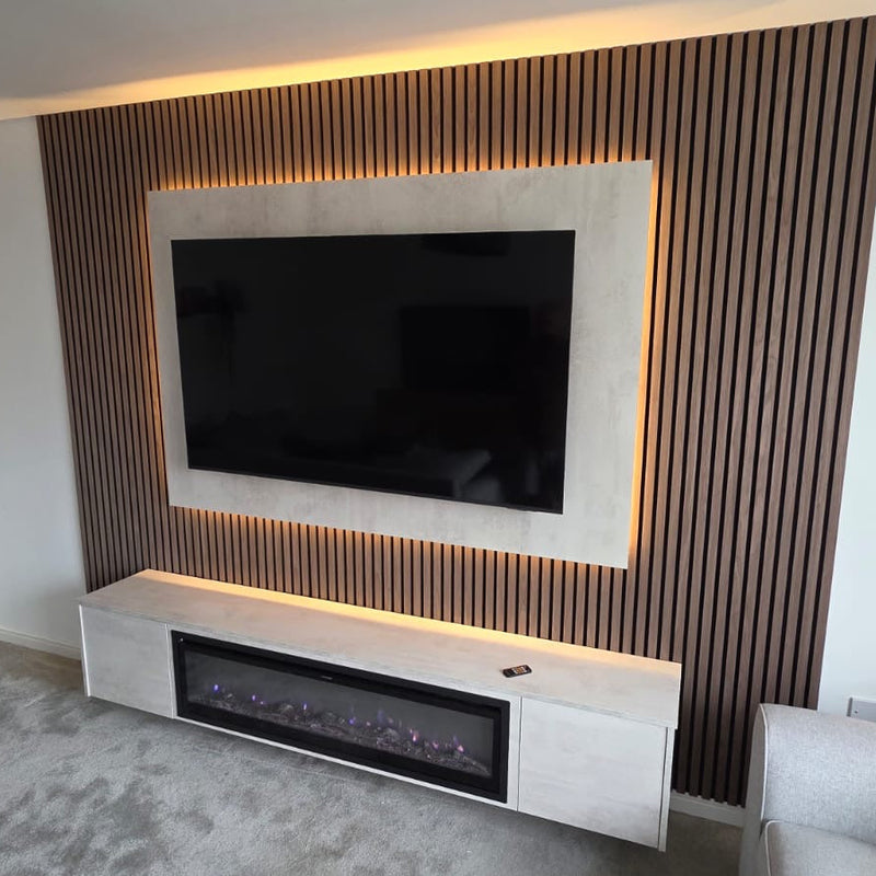 Pre-assembled Floating Wall Unit with 50" Electric Fire - 2.2m Width