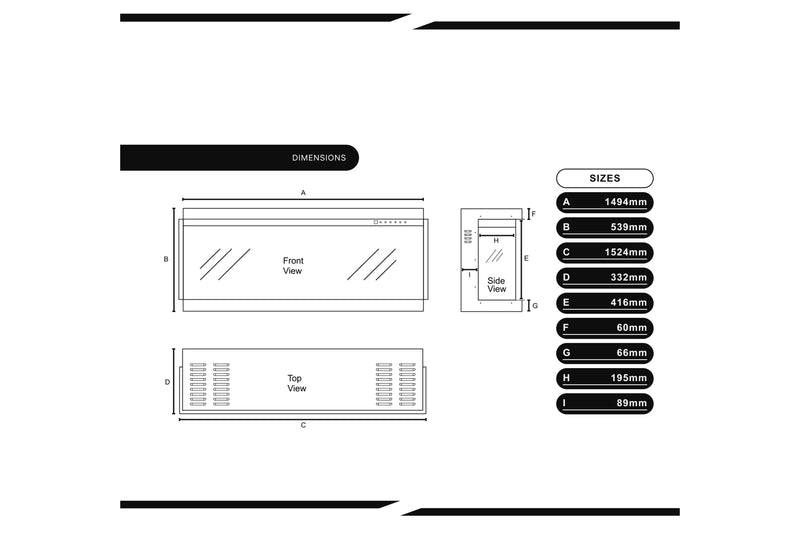 Bespoke Fireplaces Panoramic X 1500