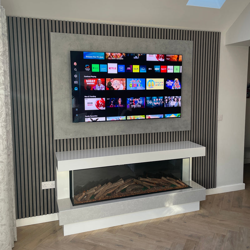 TV Backboard in Light Grey Chicago Concrete