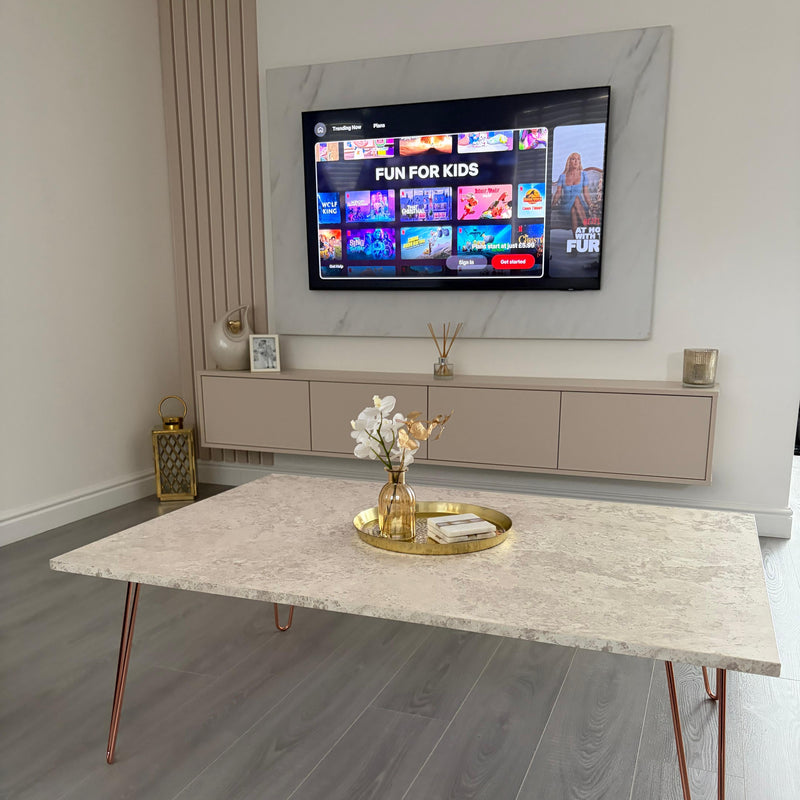 LUXE Coffee Table with Hairpin Legs - Beige Ambiance Granite