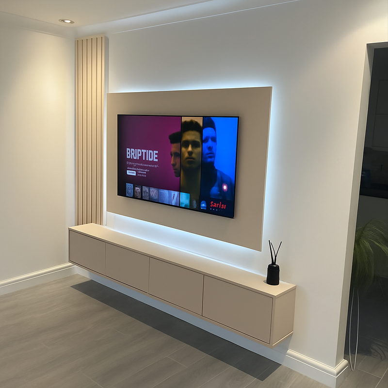 Floating Wall Unit with 4 Cupboards - 2m Width