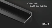Bamboo Charcoal Black Corner Trim - 5mm End Cap Profile