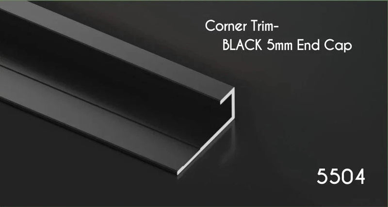 Bamboo Charcoal Black Corner Trim - 5mm End Cap Profile