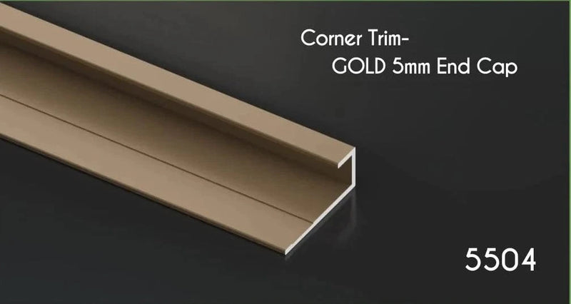 Bamboo Charcoal Gold Corner Trim - 5mm End Cap Profile