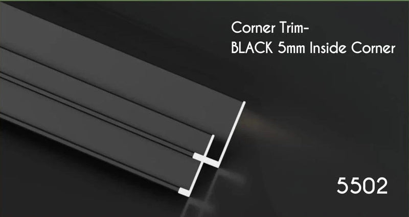 Bamboo Charcoal Black Inside Corner Trim - 5mm Profile