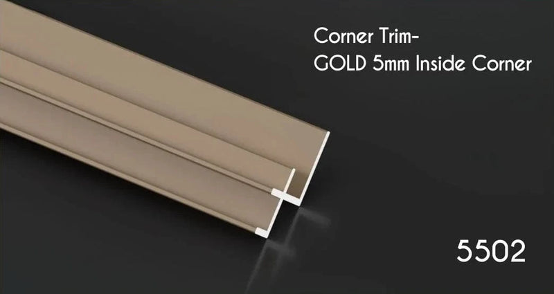 Bamboo Charcoal Gold Inside Corner Trim - 5mm Profile