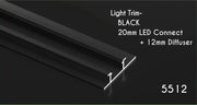 Bamboo Charcoal Black LED Light Trim - 20mm Connect & 12mm Diffuser
