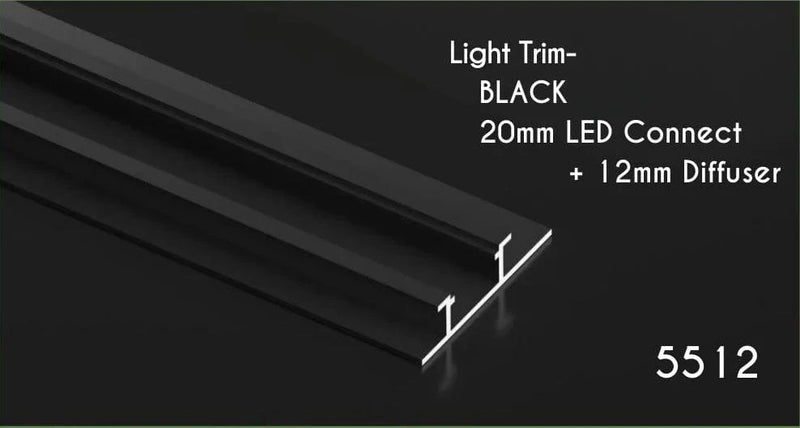 Bamboo Charcoal Black LED Light Trim - 20mm Connect & 12mm Diffuser
