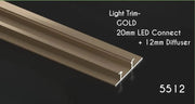 Bamboo Charcoal Gold LED Light Trim - 20mm Connect & 12mm Diffuser