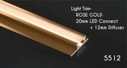 Bamboo Charcoal Rose gold LED Light Trim - 20mm Connect & 12mm Diffuser