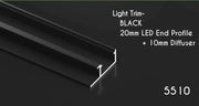 Bamboo Charcoal Black LED Light Trim - 20mm End Profile & 10mm Diffuser