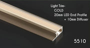 Bamboo Charcoal Gold LED Light Trim - 20mm End Profile & 10mm Diffuser