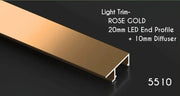 Bamboo Charcoal Rose gold LED Light Trim - 20mm End Profile & 10mm Diffuser