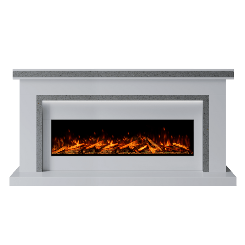 Bespoke Fireplaces Polar White & Grey Sparkle Quartz Aria Marble Suite 1300 S