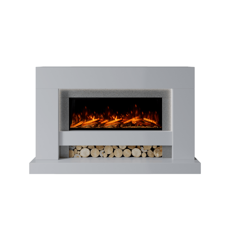 Bespoke Fireplaces Polar White & Grey Sparkle Quartz Aspen Marble Suite 1000 S