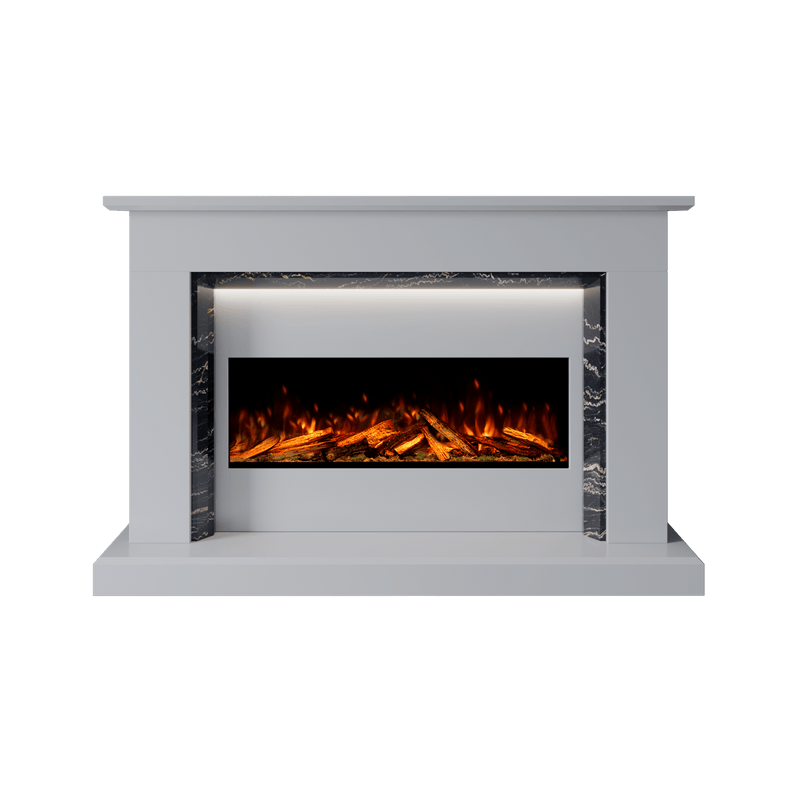 Bespoke Fireplaces Polar White & Titanium Gold Costello Marble Suite 1000 S