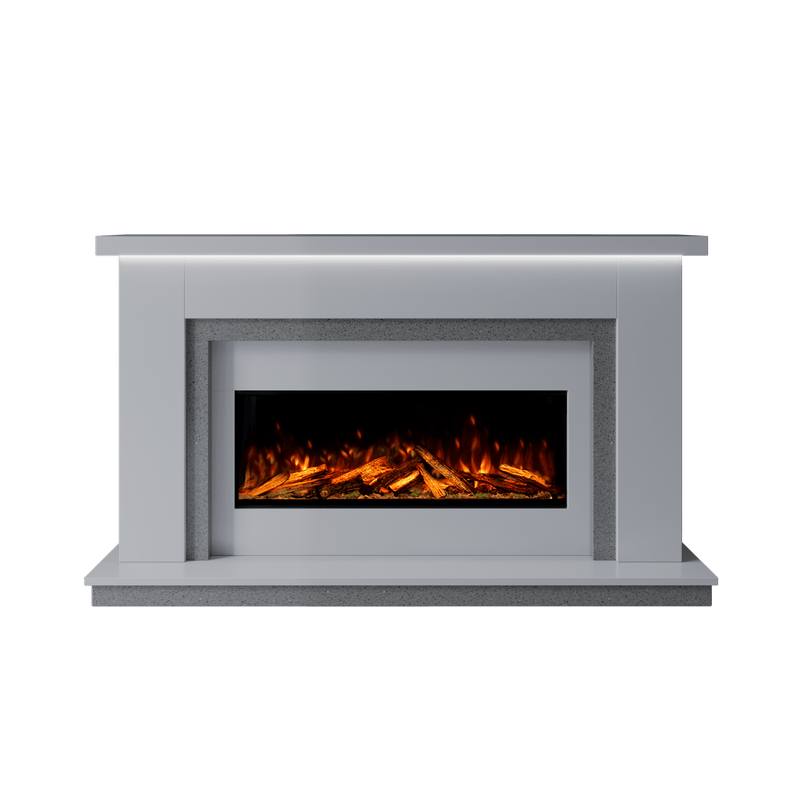 Bespoke Fireplaces Polar White & Grey Sparkle Quartz Isabelle Marble Suite 1000 S