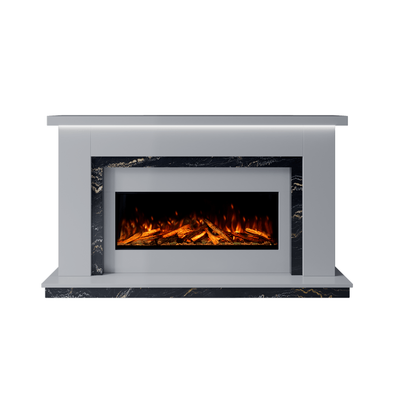 Bespoke Fireplaces Polar White & Titanium Gold Isabelle Marble Suite 1000 S