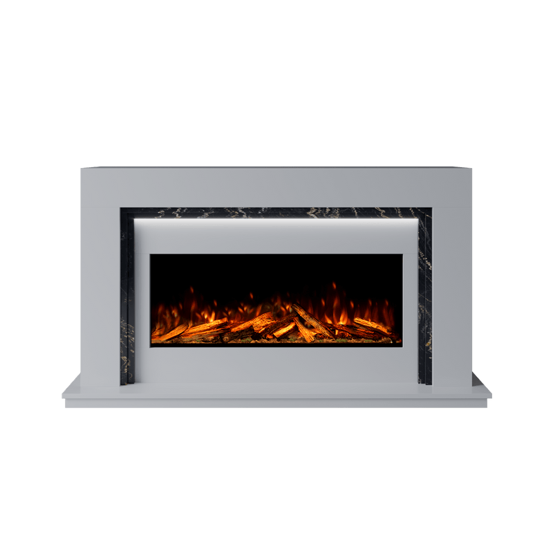 Bespoke Fireplaces Polar White & Titanium Gold Madrida Marble Suite 1000 S