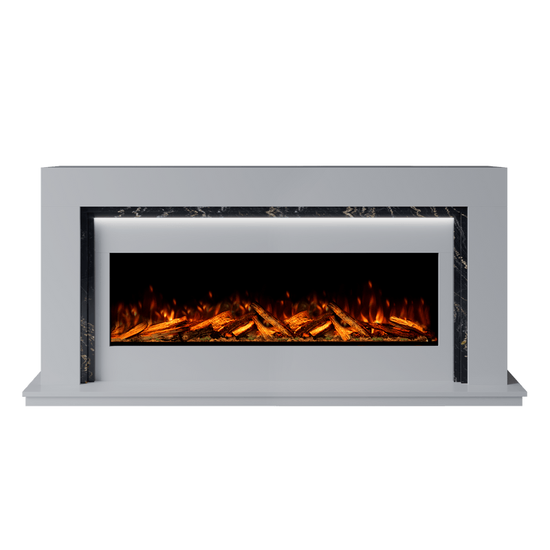 Bespoke Fireplaces Polar White & Titanium Gold Madrida Marble Suite 1300 S