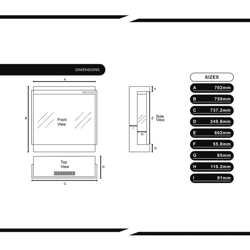 Bespoke Fireplaces Panoramic S 700 - LUXE SUPPLIES