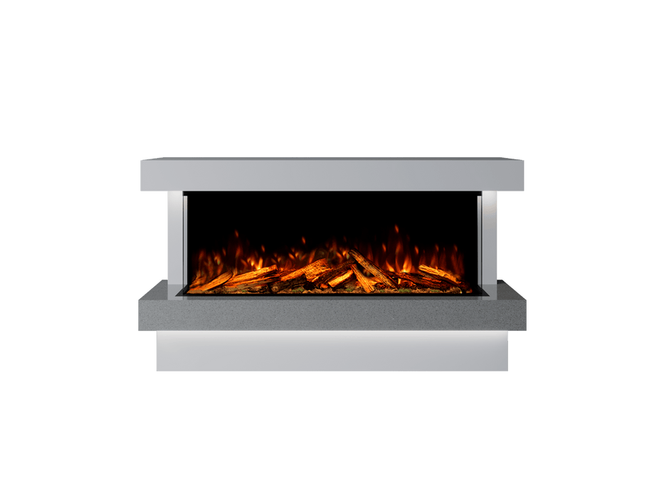Bespoke Fireplaces Polar White & Grey Sparkle Quartz Verona Marble Suite 1250 X