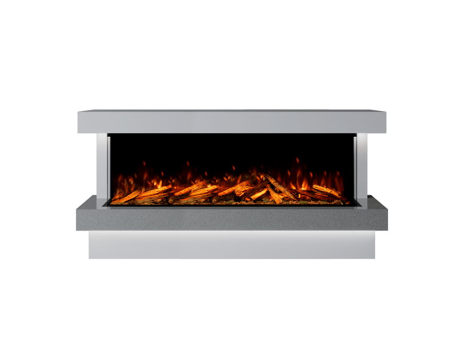 Bespoke Fireplaces Polar White & Grey Sparkle Quartz Verona Marble Suite 1500 X