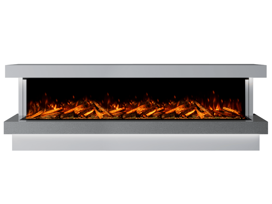 Bespoke Fireplaces Polar White & Grey Sparkle Quartz Verona Marble Suite 2500 X