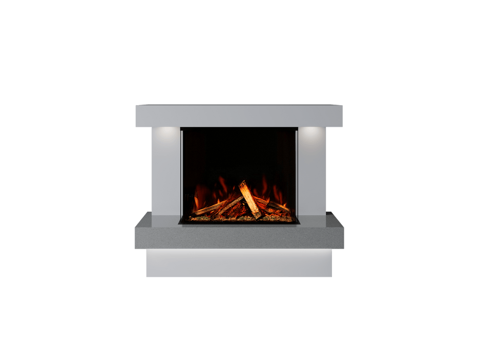 Bespoke Fireplaces Polar White & Grey Sparkle Quartz Verona Marble Suite 700 3DP