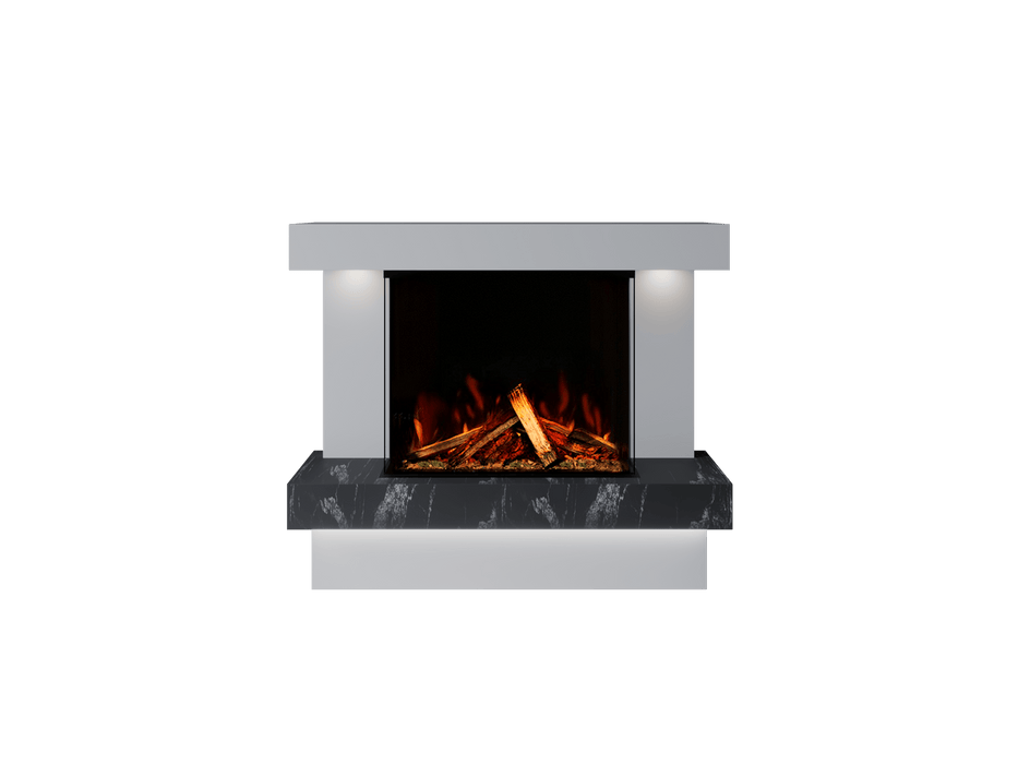 Bespoke Fireplaces Polar White & Titanium Galaxy Verona Marble Suite 700 3DP