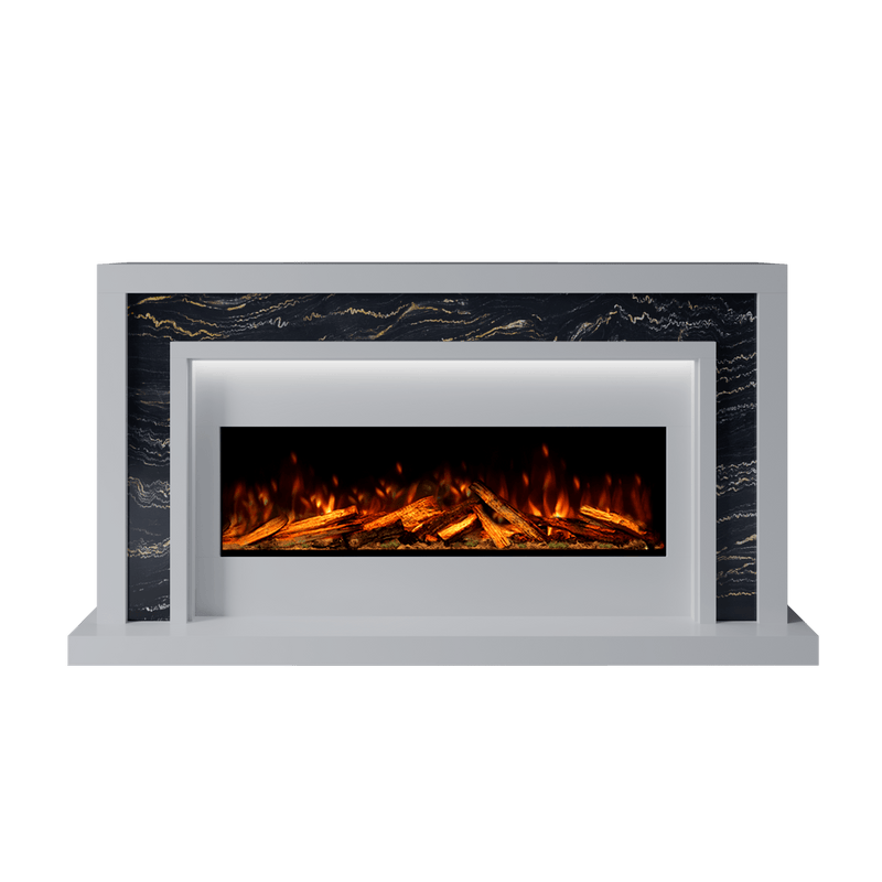 Bespoke Fireplaces Polar White & Titanium Gold Zenith Marble Suite 1000 S