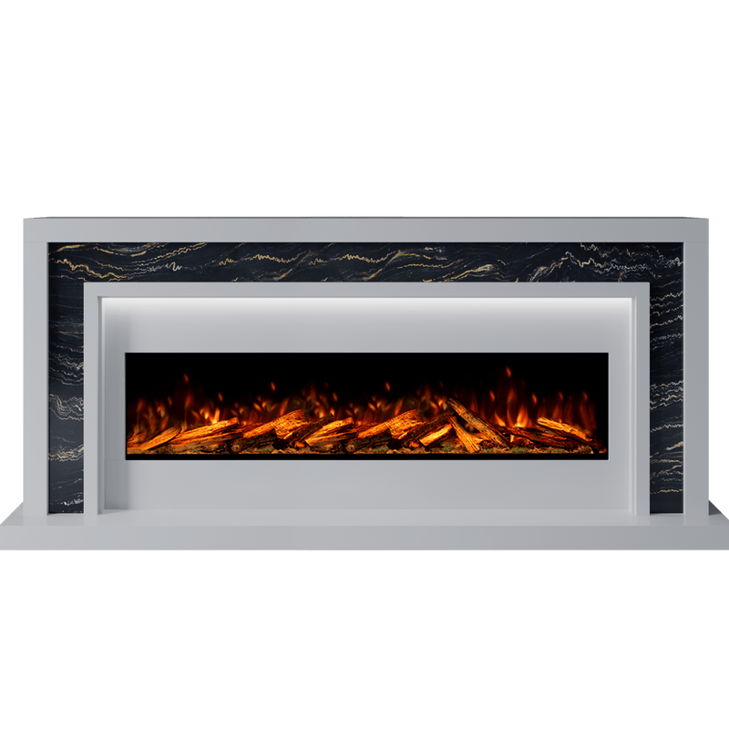 Bespoke Fireplaces Polar White & Titanium Gold Zenith Marble Suite 1300 S