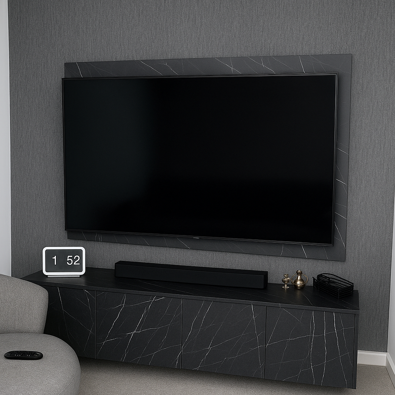TV Backboard in Black Pietra Grigia