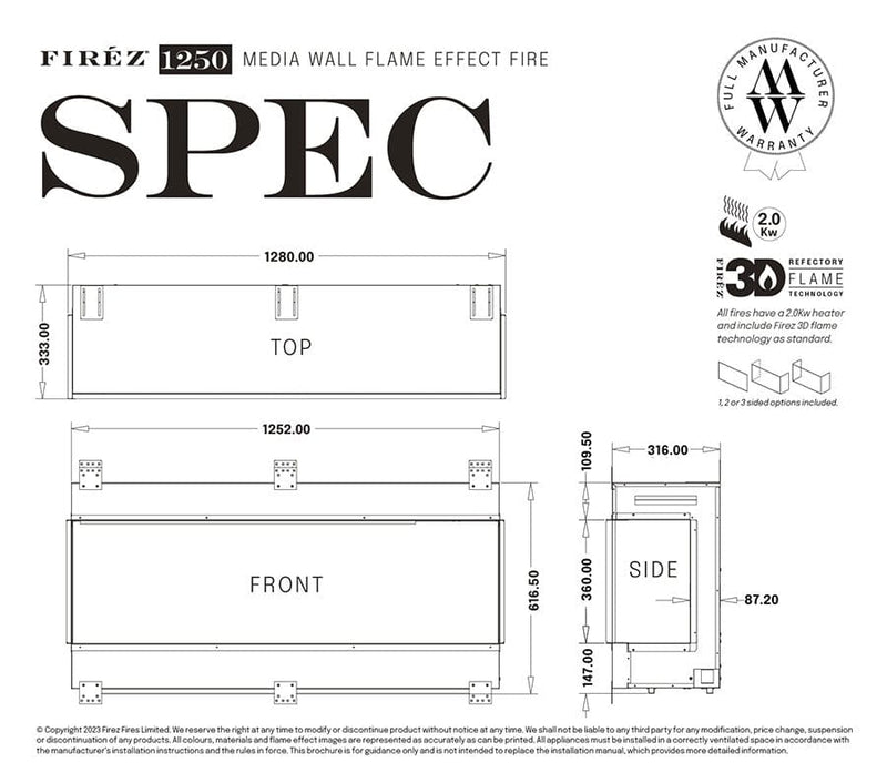 FIRÉZ 1250 Electric Fireplace - LUXE SUPPLIES
