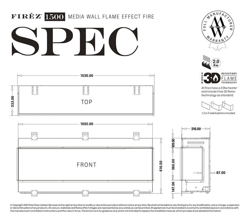 FIRÉZ 1500 Electric Fireplace - LUXE SUPPLIES