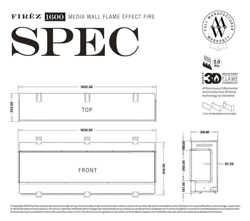 FIRÉZ 1600 Electric Fireplace - LUXE SUPPLIES