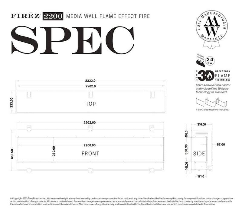 FIRÉZ 2200 Electric Fireplace - LUXE SUPPLIES