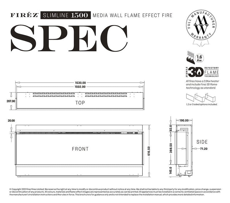 FIRÉZ FIRÉZ 1500 Slimline Electric Fireplace