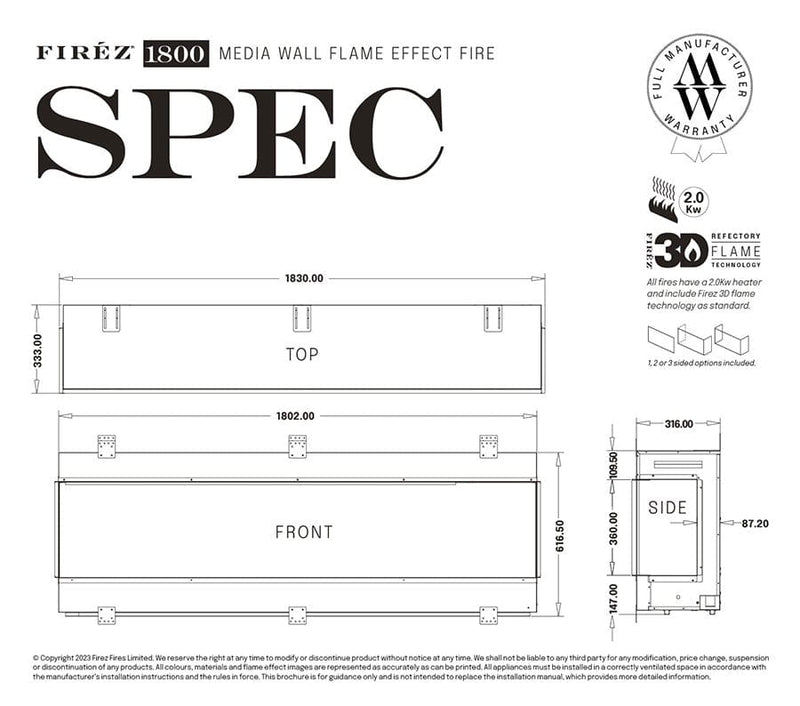 FIRÉZ FIRÉZ 1800 Electric Fireplace