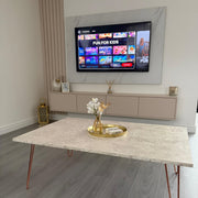 LUXE Coffee Table with Hairpin Legs - Beige Ambiance Granite - LUXE SUPPLIES