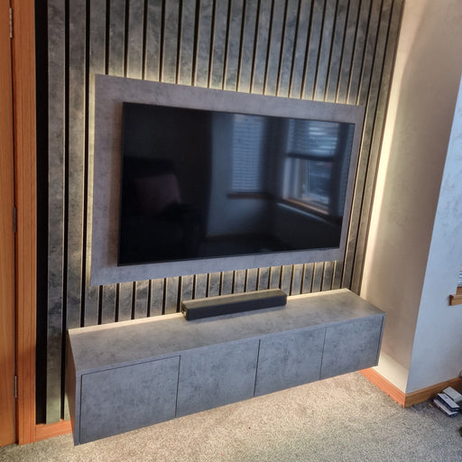 Luxe Supplies TV Backboard in Light Grey Chicago Concrete