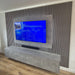 Luxe Supplies TV Backboard in Light Grey Chicago Concrete