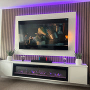 Pre-assembled Floating Wall Unit with 60" Electric Fire - 2.4m Width - LUXE SUPPLIES