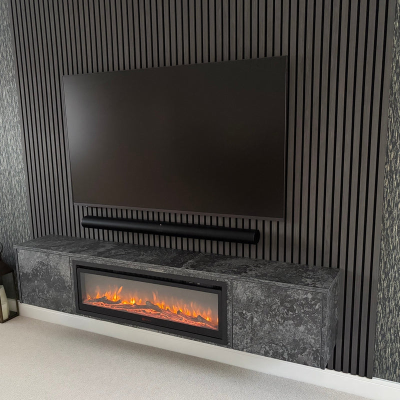 Premium Pre-assembled Floating Wall Unit with 40" Electric Fire - 2m Width - LUXE SUPPLIES