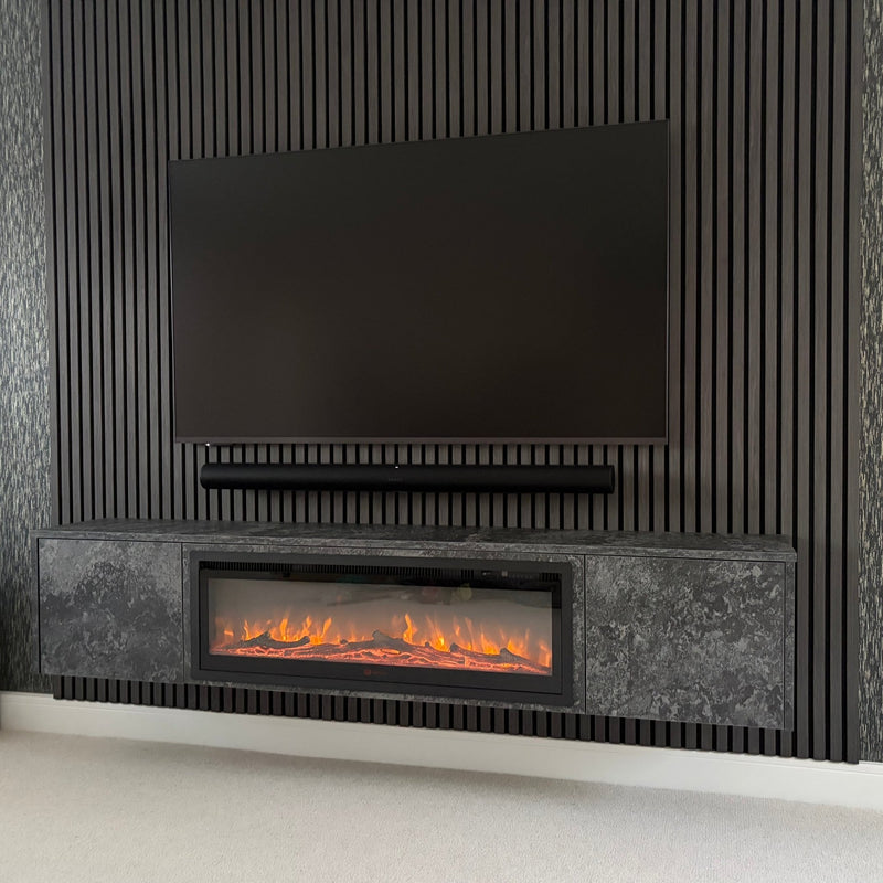 Premium Pre-assembled Floating Wall Unit with 40" Electric Fire - 2m Width - LUXE SUPPLIES