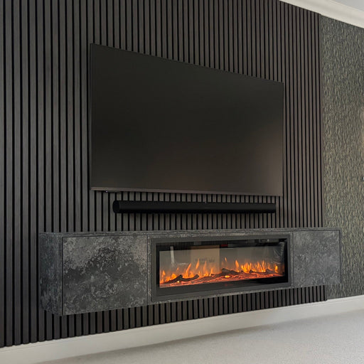 Premium Pre-assembled Floating Wall Unit with 40" Electric Fire - 2m Width - LUXE SUPPLIES