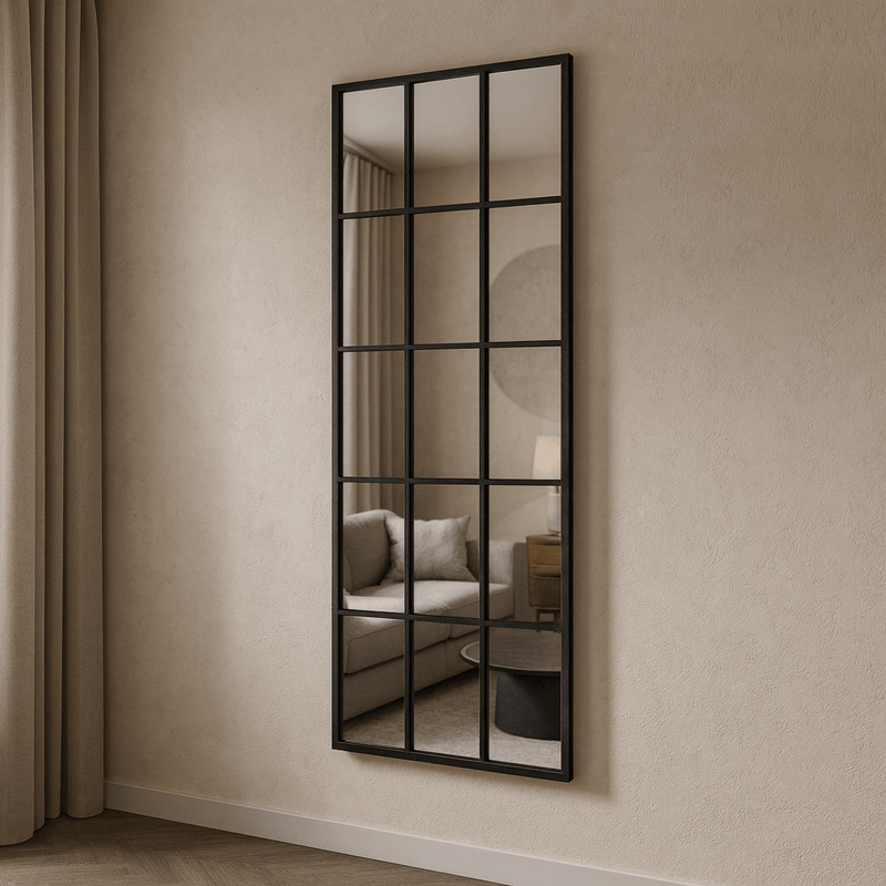Rectangular Black Iron Grid Mirror - LUXE SUPPLIES