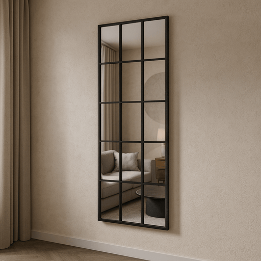Rectangular Black Iron Grid Mirror - LUXE SUPPLIES